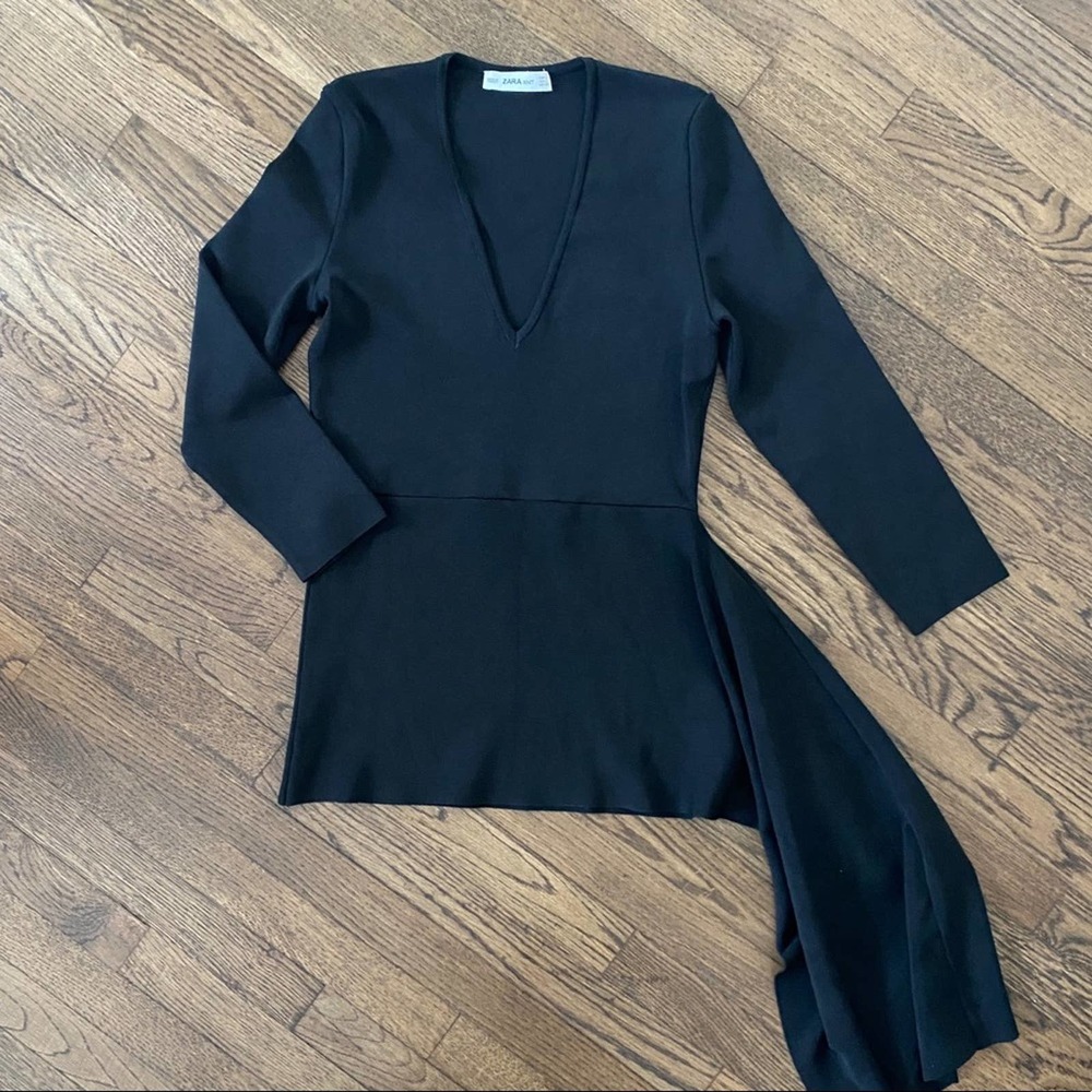 Zara Small Black Vneck Asymmetrical Top
